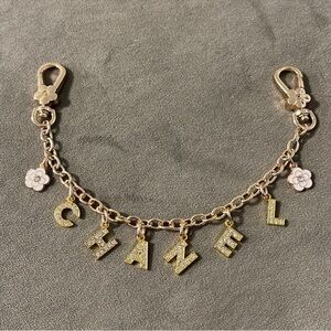 CHANEL Gold Letter Charm Chain Strap For Handbag